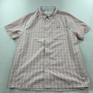 Under Armour Shirt Mens 2XL Orange Plaid Drift Tide 2.0 Fishing Vented Hiking